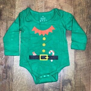 Elf Baby One Piece Christmas Unisex  Bodysuit Holiday Candy Cane Green 6-9 month
